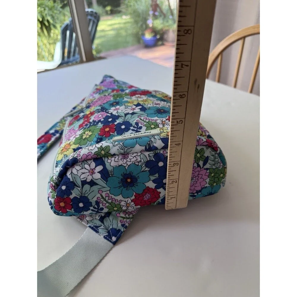 Vera Bradley Blue Floral Crescent Sling Crossbody Bag Zip Adjustable Strap